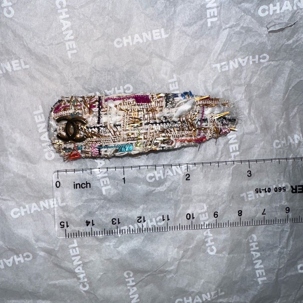 Chanel Multicolor Tweed Hair Clip